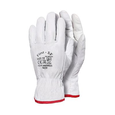 ART.106 <br> GUANTO IN PELLE FIORE BOVINO BIANCO ORLATO