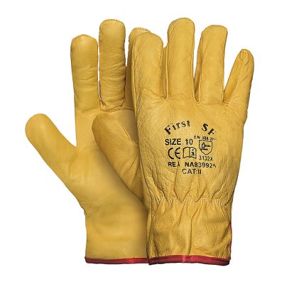 ART.107G <br> GUANTO IN PELLE FIORE BOVINO GIALLO ORLATO