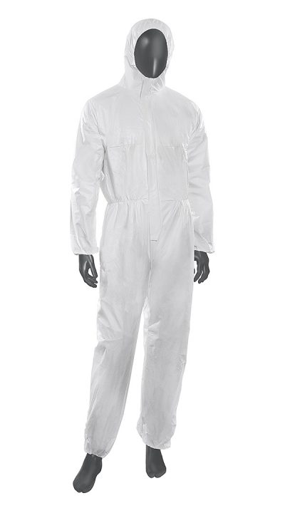ART.A01200 <br> TUTA MONOUSO IN LAMINATO COLORE BIANCO