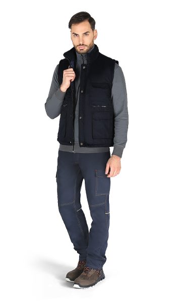 ART.277 <br> GILET MULTITASCHE BLU E GRIGIO
