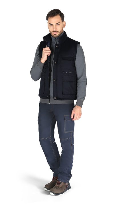 ART.277 <br> GILET MULTITASCHE BLU E GRIGIO