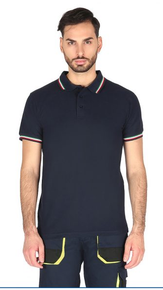 ART.35 <br> ITALY POLO M/CORTA BLU NAVY CON FLAG ITALY