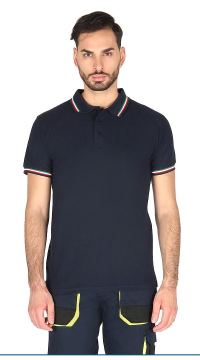 ART.35 <br> ITALY POLO M/CORTA BLU NAVY CON FLAG ITALY