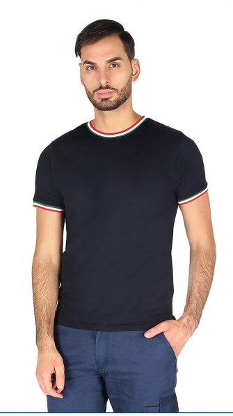 ART.50 <br> ITALY SHIRT M/CORTA BLU NAVY CON FLAG ITALY