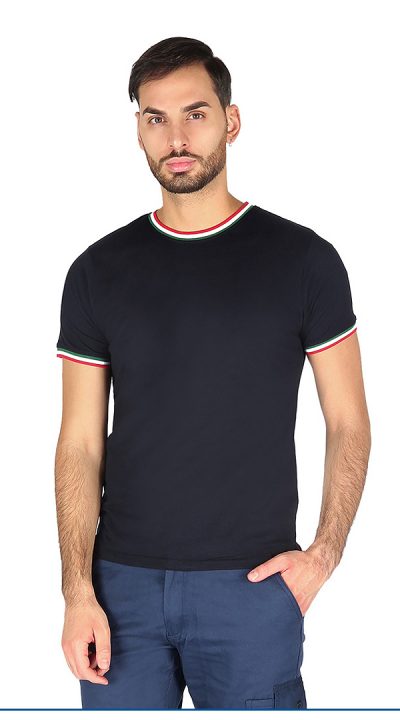 ART.50 <br> ITALY SHIRT M/CORTA BLU NAVY CON FLAG ITALY